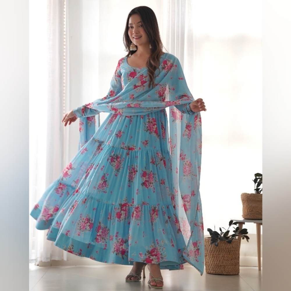 Floral Blue Maxi Dress